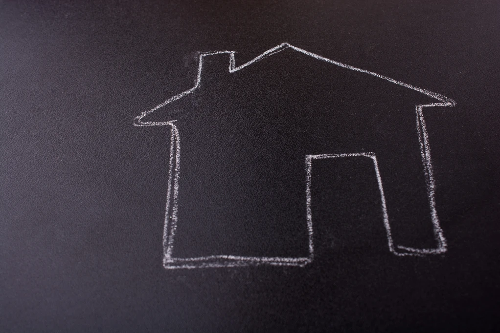 Chalk drawing of a house